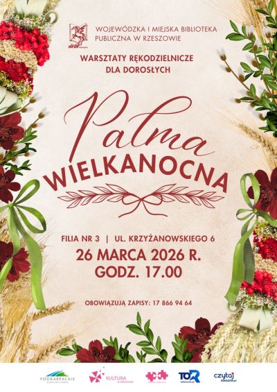 Grafika promująca warsztaty Palma wielkanocna